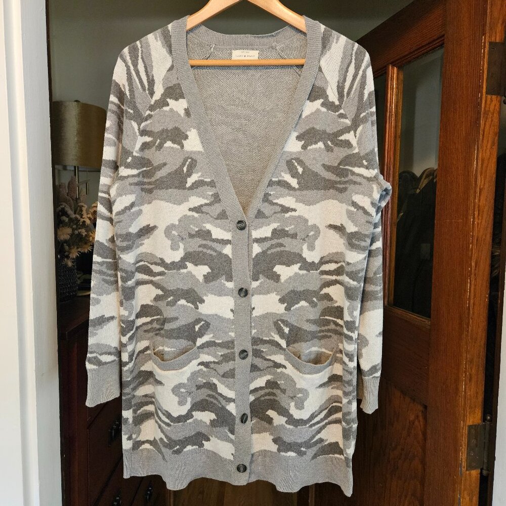 Lucky Brand Women's Camo Cardigan - Gray & White - Size Large